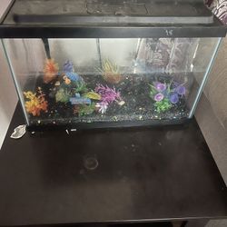 Fish Tank With Accessories And Table