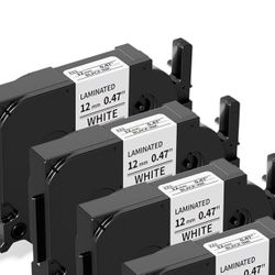 4 Pack Labelife P Touch Label Tape TZe-231 TZe231 Replacement for Brother TZe TZ Tape 12mm 0.47 Laminated White Label Maker Tape Compatible with Broth