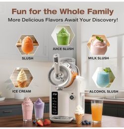 2-in-1 Frozen Drink & Soft Serve Ice Cream Maker, 75oz Self-Chilling Slushy Maker with 5 Presets, LED Display & Auto Clean
