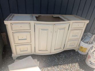 FREE BATHROOM VANITY BASE & BROKEN GRANITE PIECES