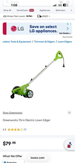 Greenworks 7.5-in Electric Lawn Edger