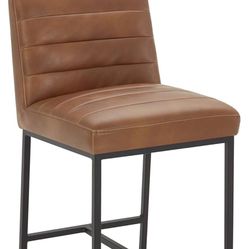 Rivet Decatur Modern Faux Leather Kitchen Counter-Height Stool, 37"H, Tan Brown