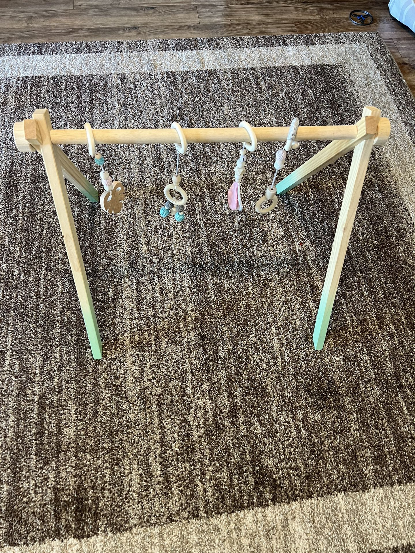 Wood Play Gym For Babies, Hanging Toys Are Brand New 