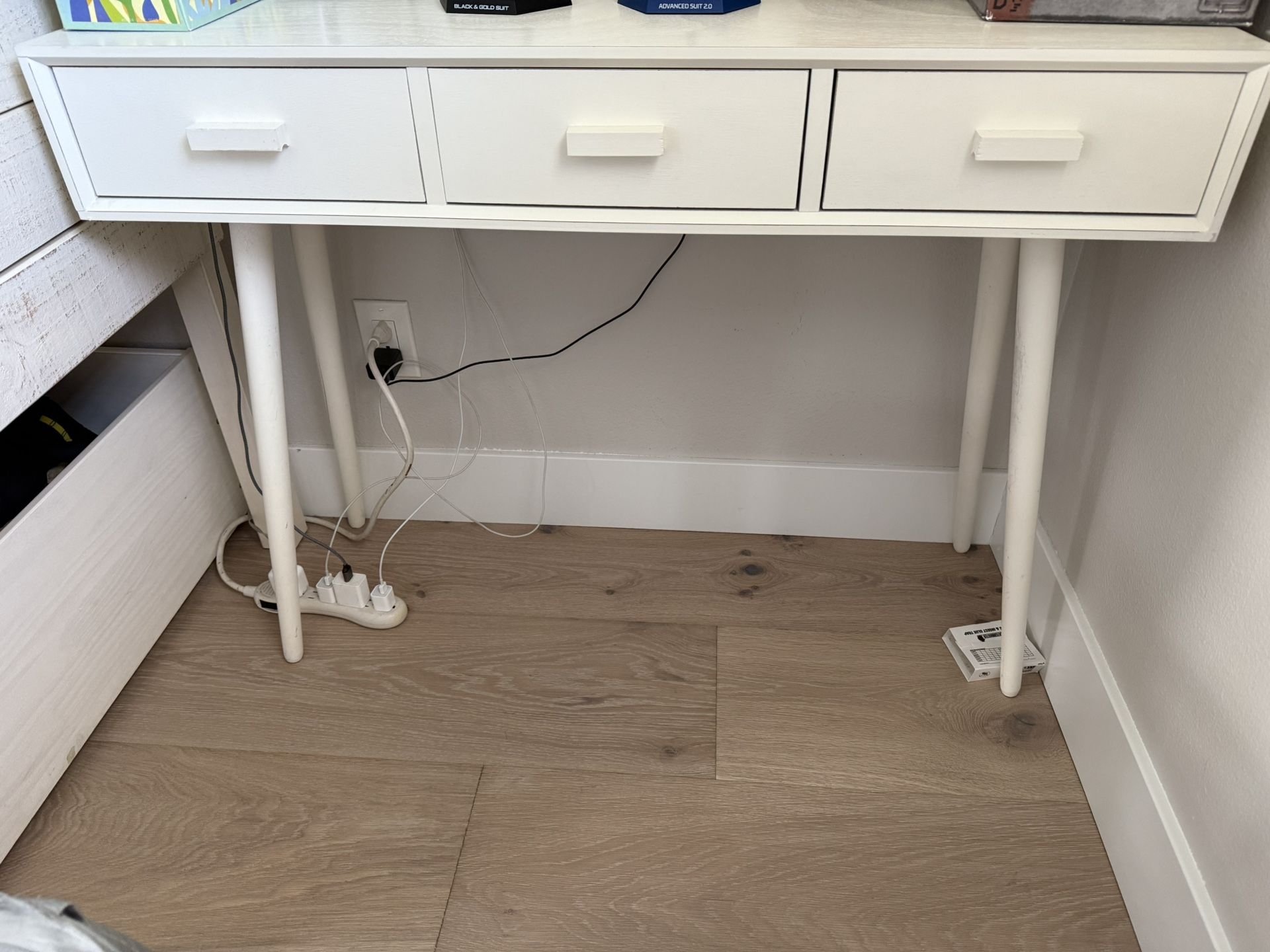 3 Drawer Wood Console Side Table-Off White