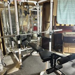🏋️FULL BODY-SOLID HOME GYM - BENCH, RACK, CABLE MACHINE, PLATES, ATTACHMENTS — EVERYTHING!