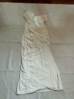 White Zara Ruched Maxi Dress