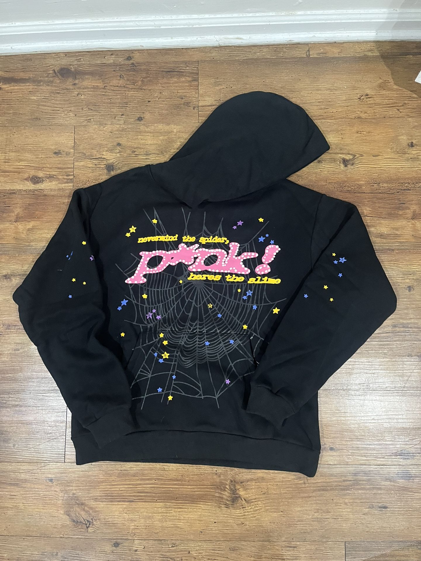 LARGE BLACK PINK SPIDER HOODIE