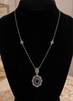 Silver Sapphire Antique Necklace