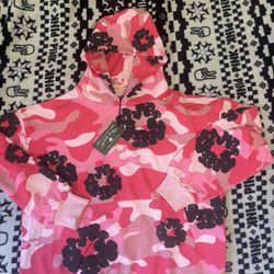 Denim Tears The Cotton Wreath Hoodie Pink Camo size s
