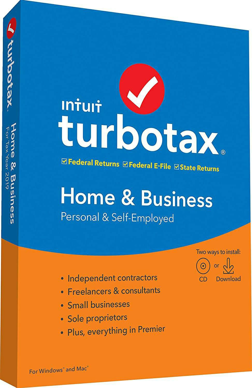 Intuit TurboTax Home & Business 2019-PC Download Only. No CD!