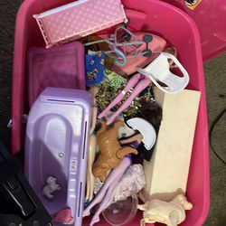 tub of barbie stuff