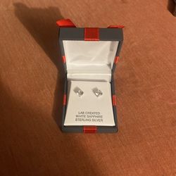 L C White Sapphire Sterling Silver Earrings $45