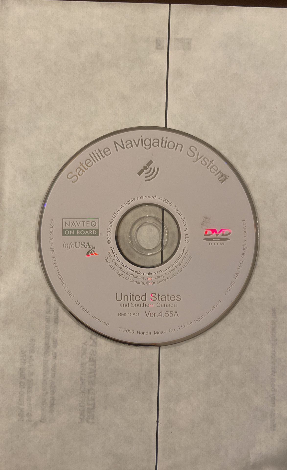 Ver 4.55a HONDA RIDGLINE ACCORD PILOT ACURA MDX NAVIGATION DVD