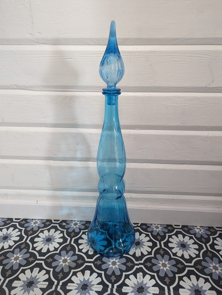 Gorgeous 26" Tall MCM Blue Glass Genie Bottle,All Products : American Fashion Style Bags On Sale
