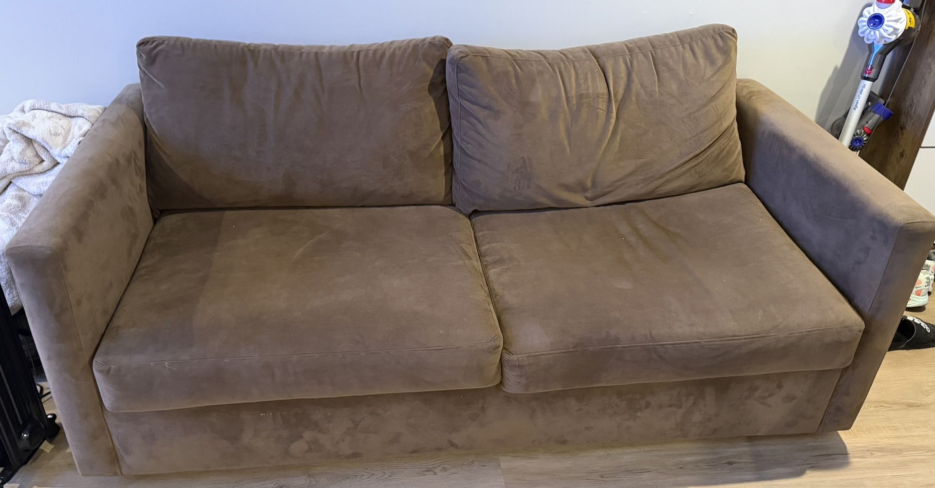 FREE - Brown Loveseat Pullout Mattress Couch Sofa