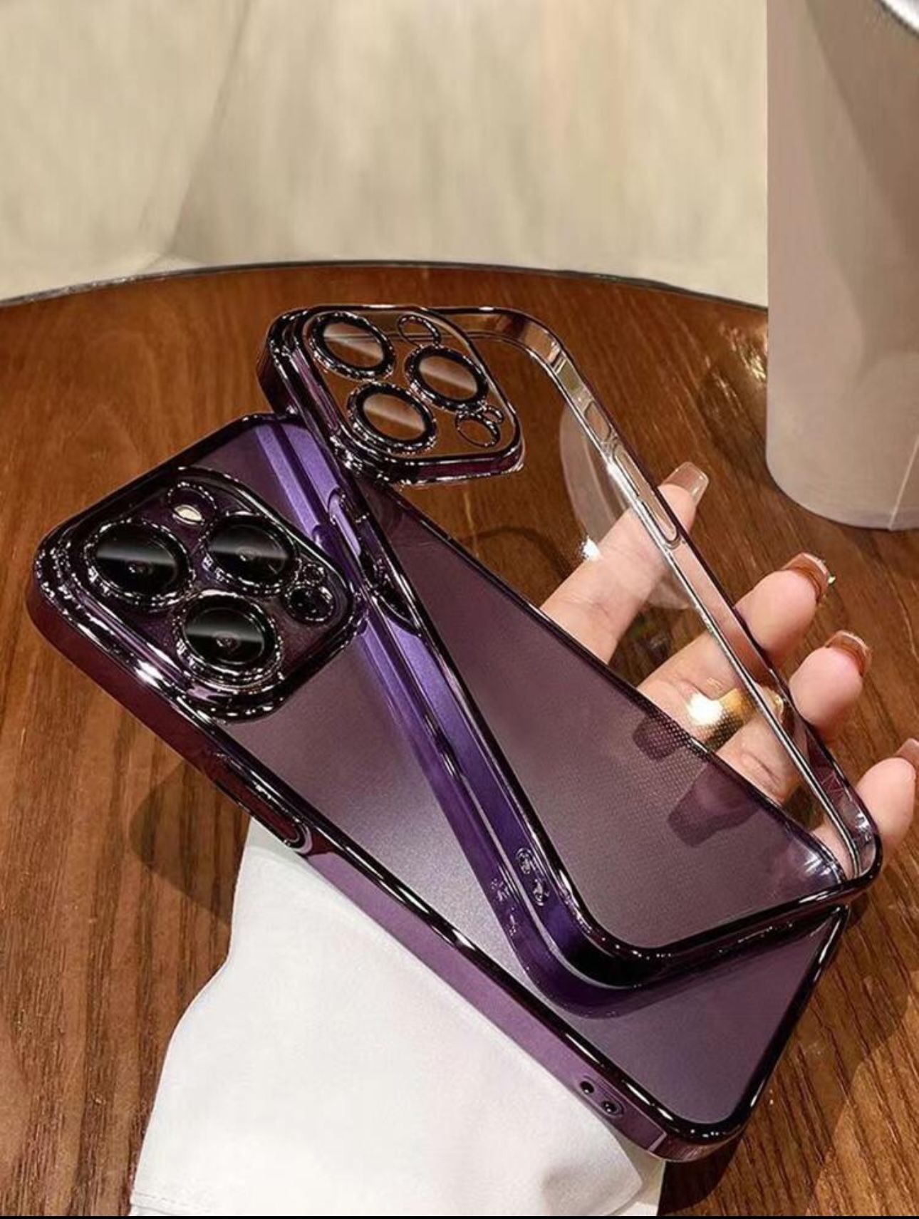 iPhone 14 Pro Max Clear Case – New Never Used – Purple Ring Lens Protector