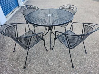 Wrought patio dining table ND 4 chairs