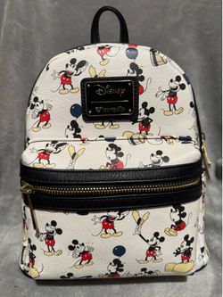Loungefly Heart Logo Disney Mickey Mouse AOP Mini Backpack