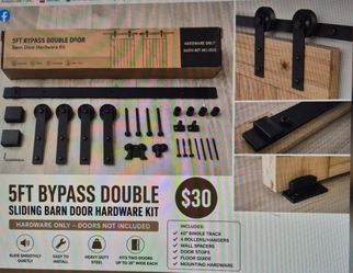 5ft Bypass Double Sliding Door Hardwood Kit