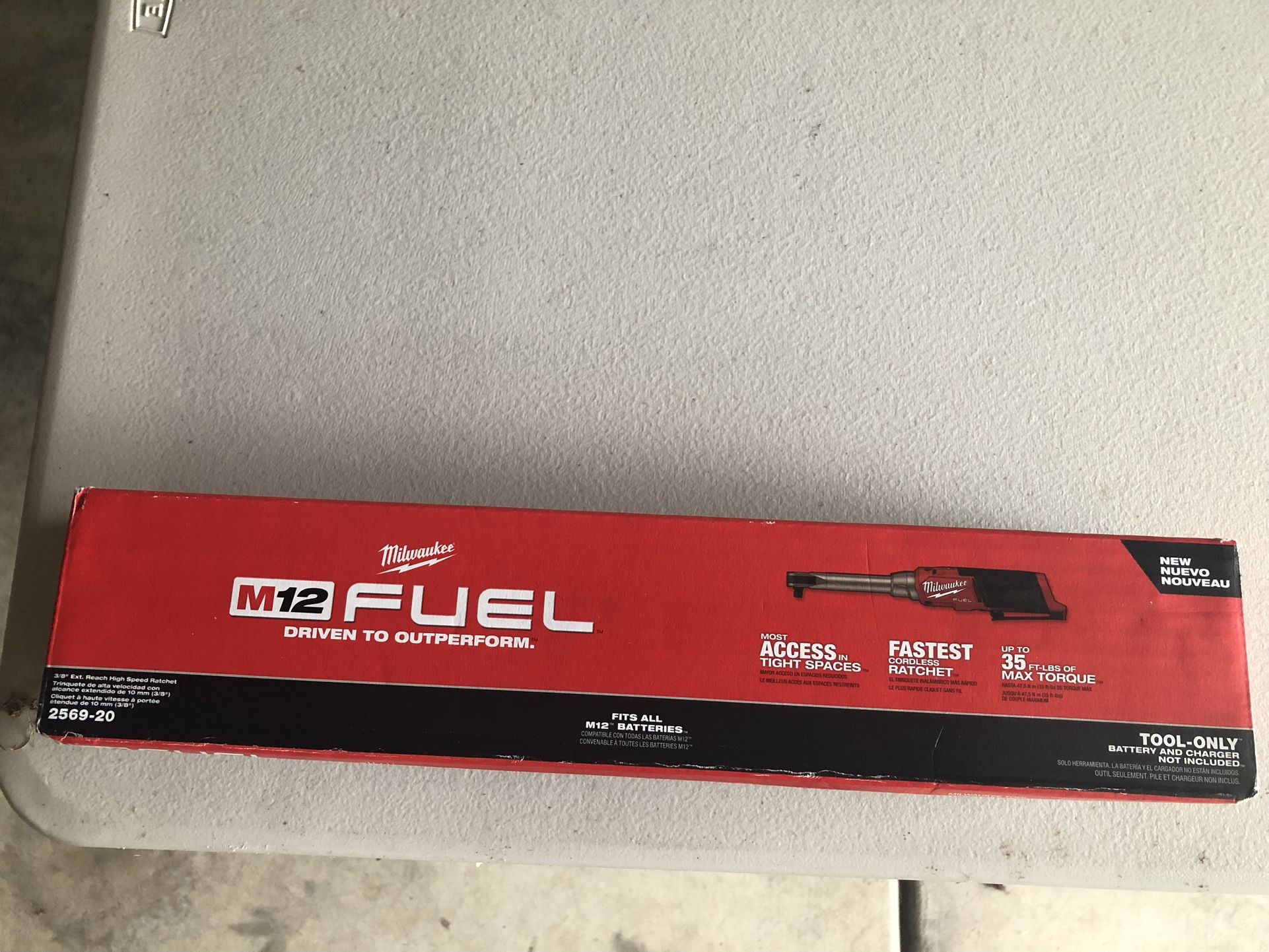 Brand New Milwaukee M12 FUEL 12V Lithium-Ion Brushless Cordless 3/8 in. Extended Reach High Speed Ratchet (Tool Only)
