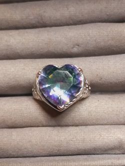 St.Silver Ring W/Heart Stone-Sz 9-6.33 Grams 