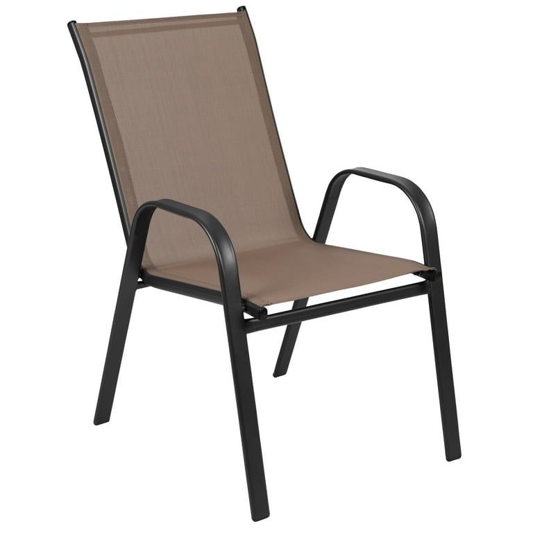 Brown Outdoor Stack Chair with Flex Comfort Material - Patio Stack Chair