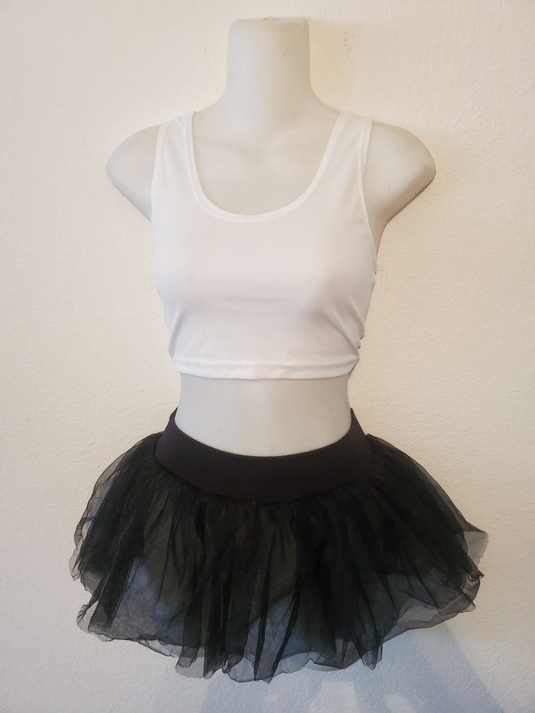 Black Chiffon Skirt Tutu Teen Dance Ballet Costume Med/Lrg