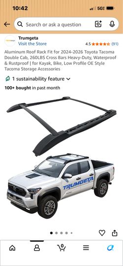 Aluminum Roof Rack Fit for 2024-2026 Toyota Tacoma Double Cab