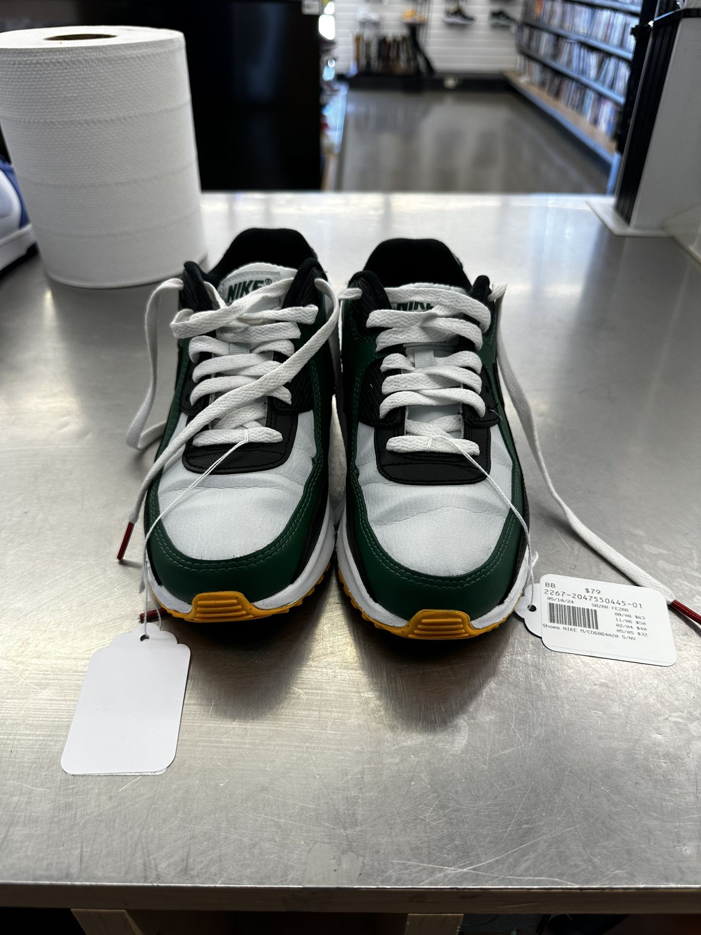 GS Nike Air Max 90 “Leather Pure Platinum Gorge Green” (No Box) Size 5Y