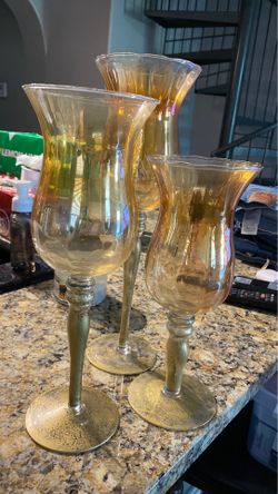 Glass / gold candle holders