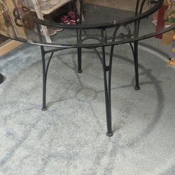 Glass Table With Black Iron Base