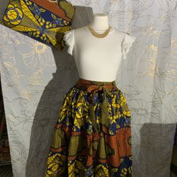 African Print Skirt And Purse Combo