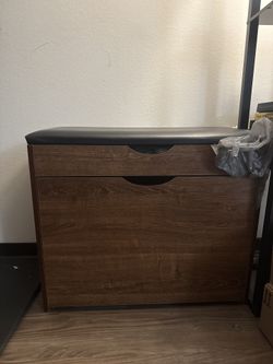 Storage Bench with Faux Leather Seat 