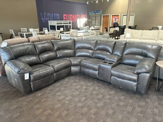 Gray comfy reclining sectional