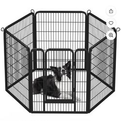 40"H 6-Panel Foldable Steel Dog Playpen for Medium Large Dogs, Black