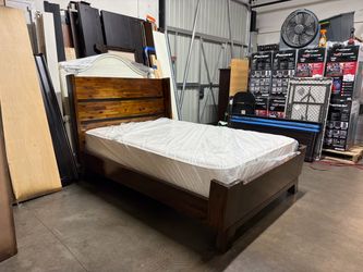 Full Wood Bed Frame with Mattress