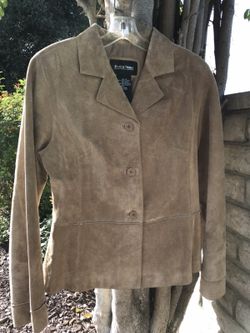 Brandon Thomas women’s leather suede medium tan/natural jacket