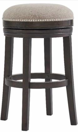 Alaterre Furniture Clara Swivel Bar Height Stool, Dark Brown, 360-Degree Swivel, Solid Rubberwood Construction, 18 1/2 in. W x 18 1/2 in. D x 29 in. H
