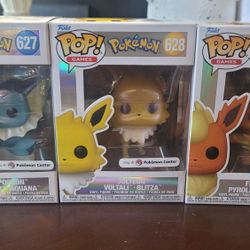Funko Pop Pokemon Flareon Jolteon Vaporeon Pearlescent Exclusives