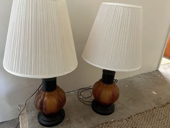 Vintage Mid Century Amber And Red Glass Lamp