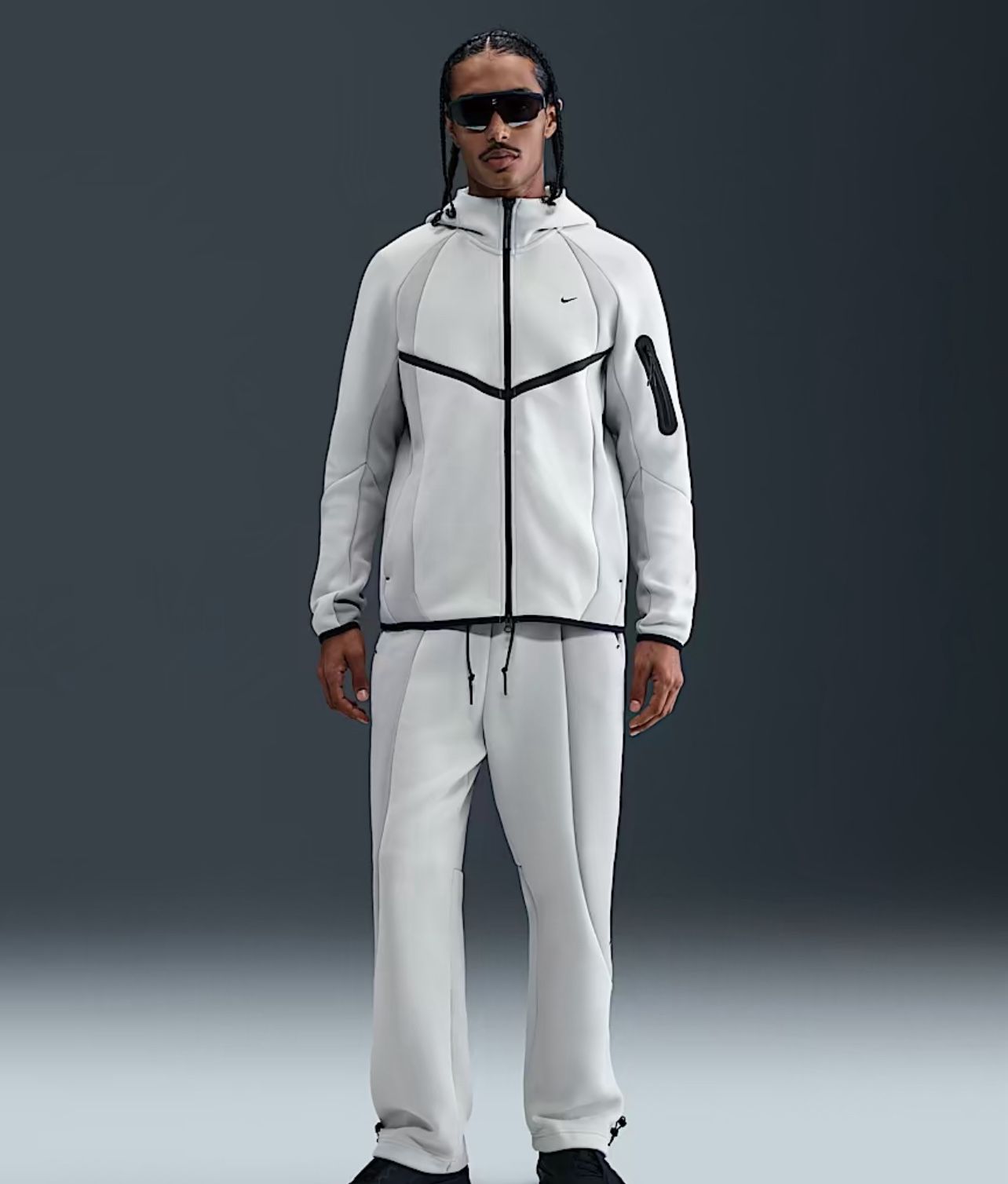 Nike Tech Color-Block Full Zip Fleece Windrunner Jacket IF1325-034 Open Fleece Pants IF1323-034 XS