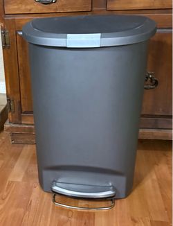 SimpleHuman 50 Liter / 13 Gallon Semi-Round Kitchen Step Trash Can with Secure Slide Lock &amp; Slow Close Lid