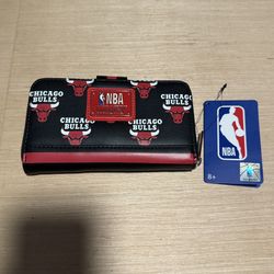 Chicago Bulls NBA LOUNGEFLY Zip Around Wallet Blk & Red Brand New w/tags Read!!   