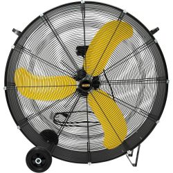 36 in. Industrial Drum Fan in Black, 18600 CFM High Velocity 2 Speed 3/5 HP Heavy Duty Metal Air Circulator brand new in box $260 H104