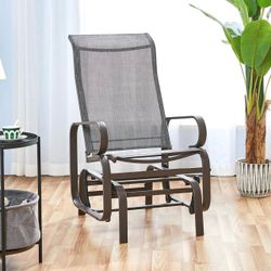 Outdoor Patio Glider, Rocking Lounge Chair with Texteline Fabric and Steel Construction for Porch Patio Balcony Set of 1