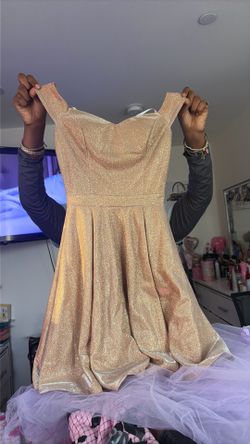 Girls Gold Glitter Party Dress Size 12 | Special Occasion | Like New