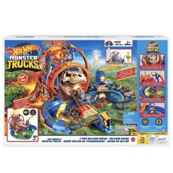 NEW | Hot Wheels Monster Trucks T-Rex Volcano Arena, Toy Truck SET