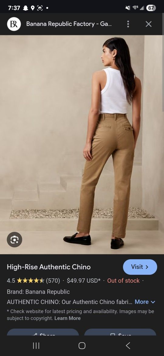 Banana Republic High Rise Chino
