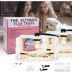 Flea Traps for Inside Your Home with Light 2 Packs, Flea Light Trap for Indoor Bed Bug, Insect Killer Pest Control Sticky Natural Trapper