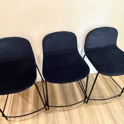 CB2 Blue Velvet Counter Stools (3 total) - $100